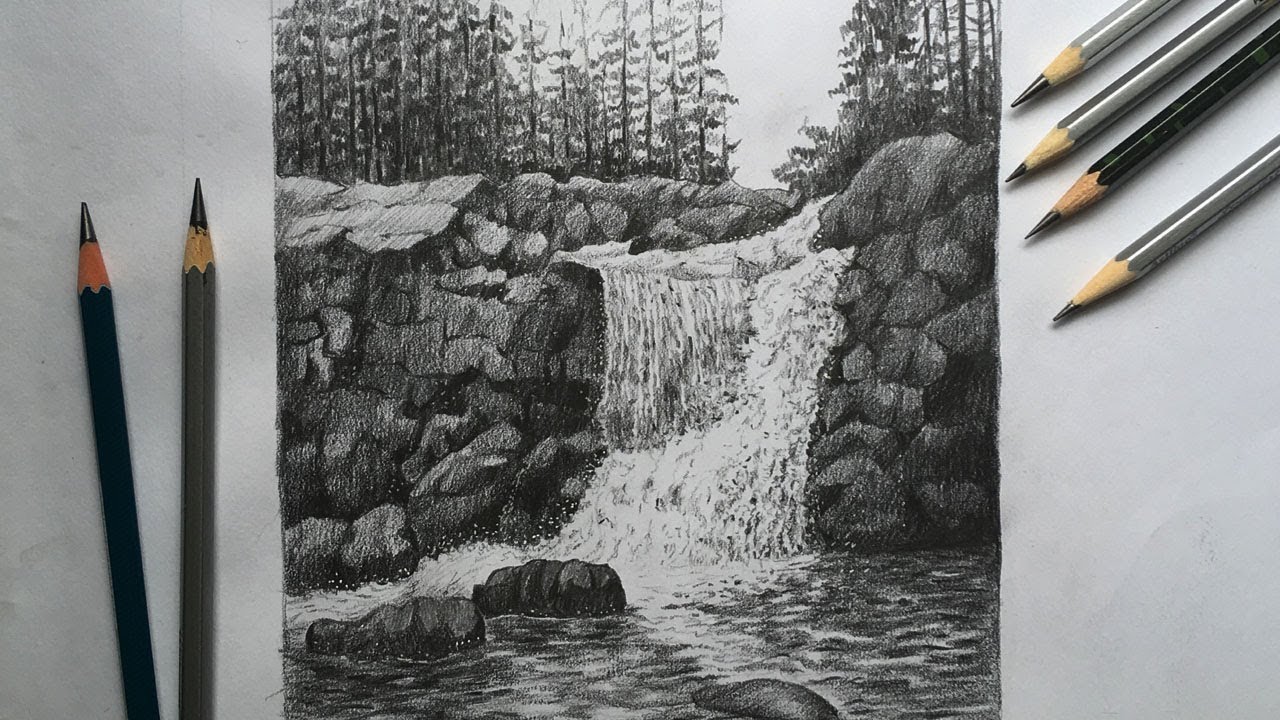 Featured image of post Waterfall Drawing Easy Pencil / How to draw a castle in the sky easy.