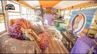 Her DIY School Bus Conversion Tiny House - She Sold Everything To Live Simple