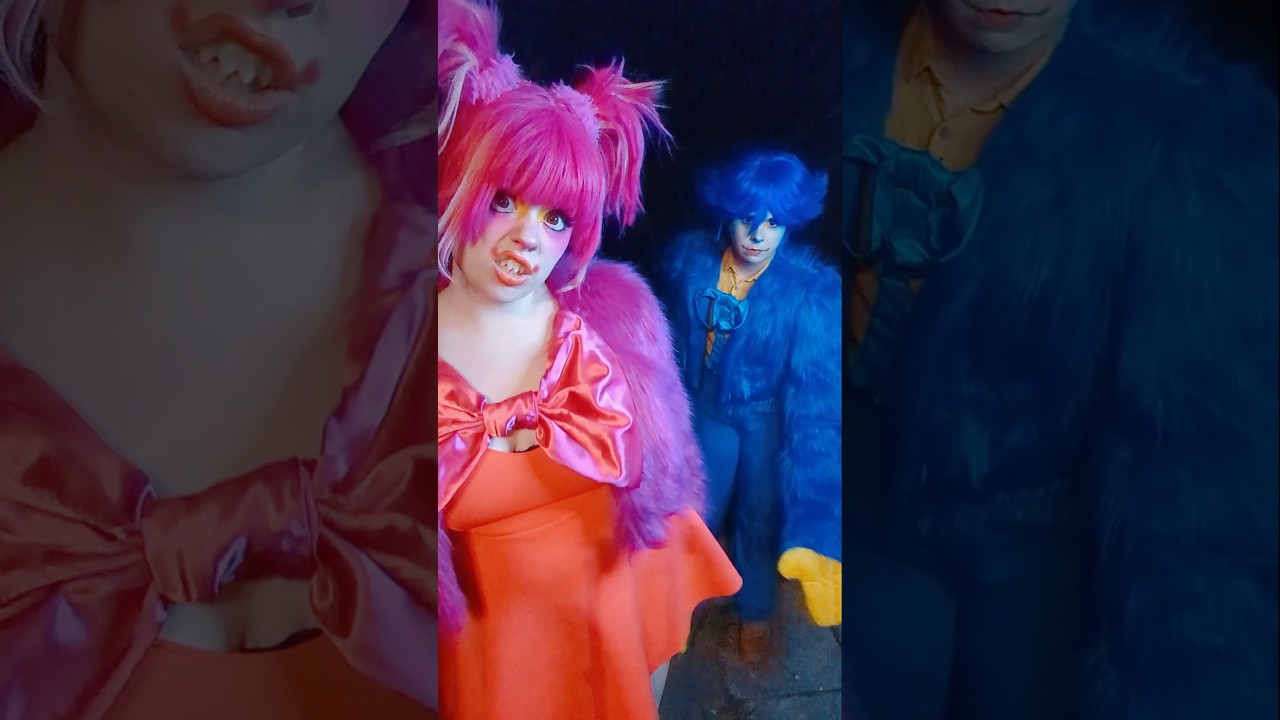 huggy wuggy and kissy missy at 3am challenge (not clickbait) @sol.cosplays #poppyplaytime #ppt