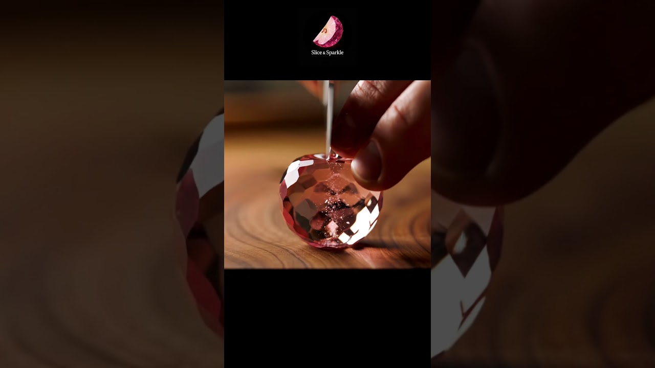 [Slice & Sparkle] Jewel Apple Satisfying Cut 🍎✨보석처럼 반짝이는 사과 슬라이스 ASMR | Crystal Apple Macro 