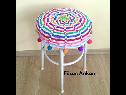 TIĞ İŞİ TABURE / PUF KILIFI YAPILIŞI / CROCHET STOOL COVER