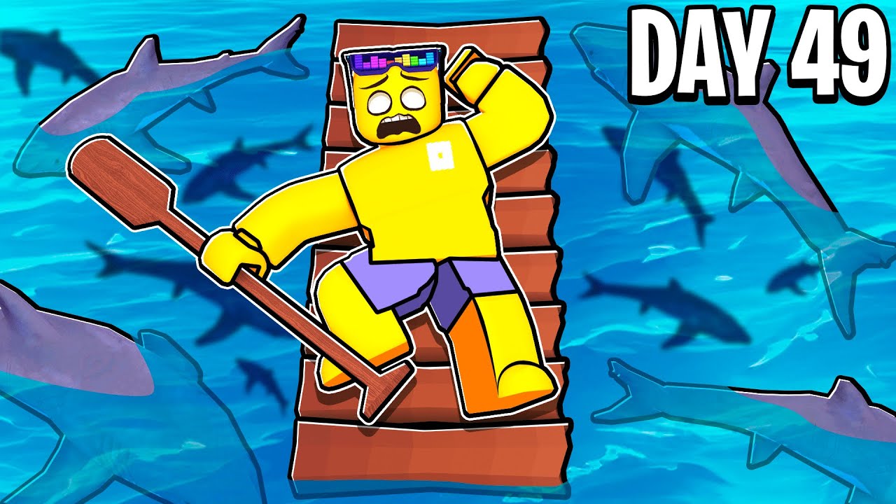 Surviving 50 DAYS On a Raft In Roblox