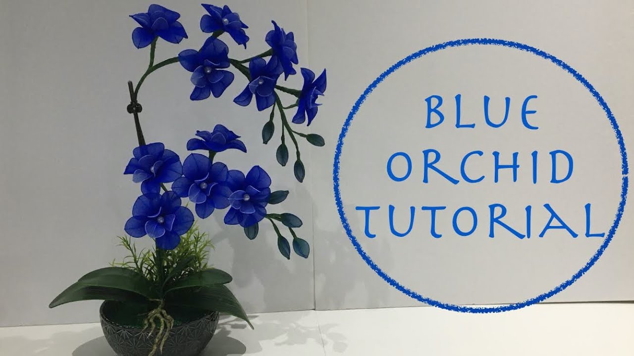 How To Make Easy Nylon Stocking Flower Step By Step ( Blue Orchid )