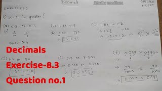 Exercise-8.3 Question no.1-Decimals-6th class/ncert