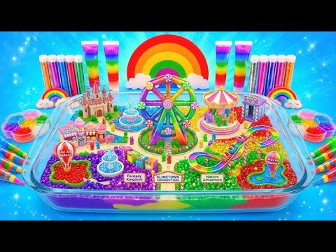 We made the brightest rainbow slime! 🌈✨ DIY fun