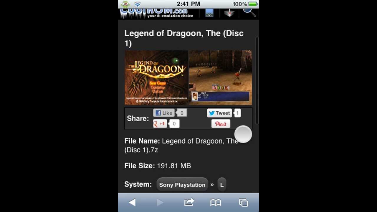 Psx4all How To Get The Legend Of Dragoon Iphone Ipad Or Ipod Touch Youtube