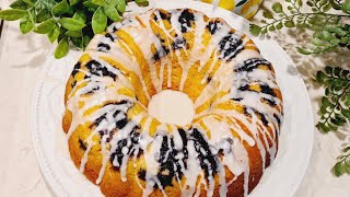 Easy Lemon Blueberry Bundt Cake.
