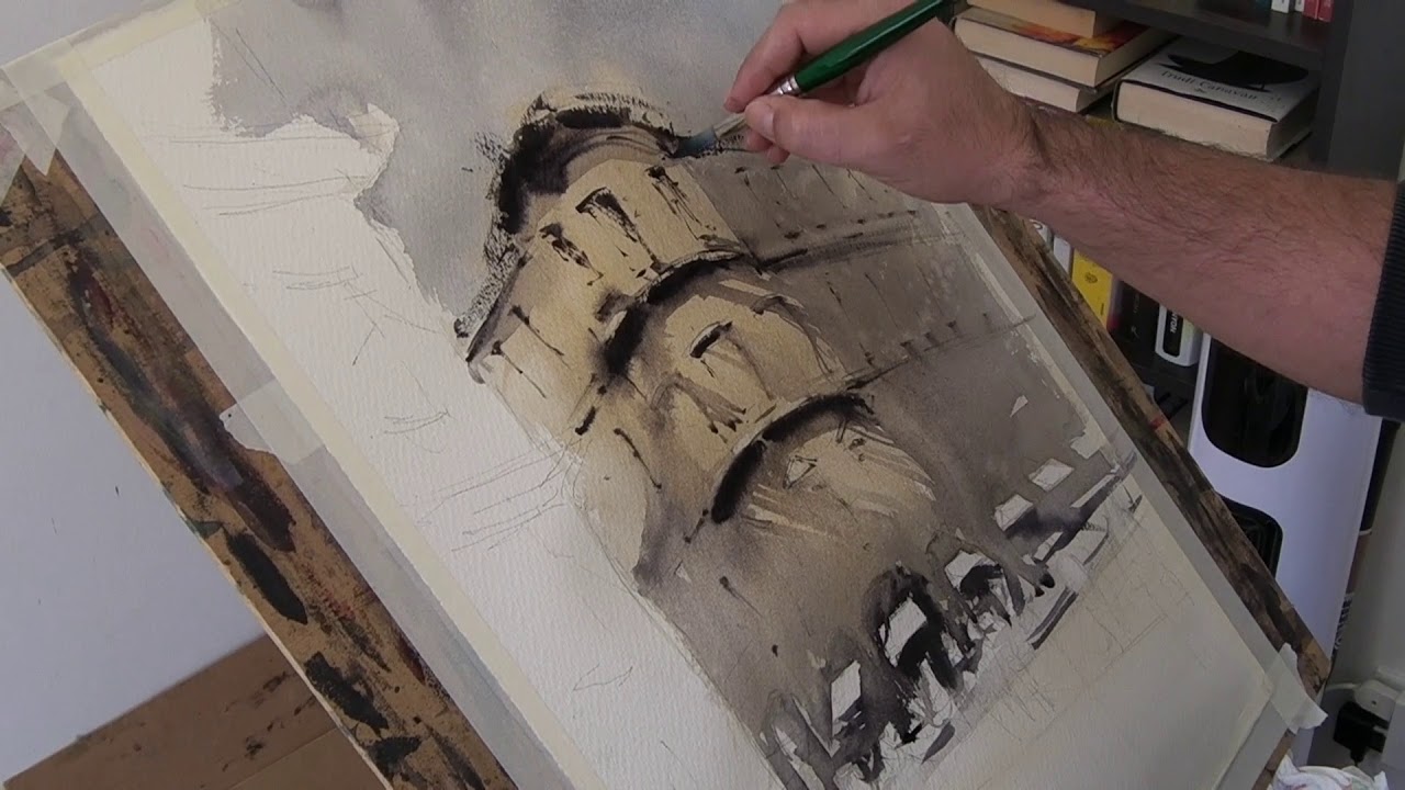 Watercolor cityscape, people and shadows with Marco Catone