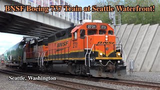 BNSF Renton Rocket at Seattle Waterfront with Boeing 737 Fuselages!