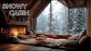 Cozy Snowy Cabin ❄️ Fireplace & Winter Wind Sounds for Deep Sleep, Relaxation & Study (3 Hours)