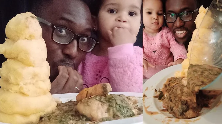 BRITISH TRY AFRICAN FOOD|FUFU AND OKRA SOUP WITH OGBONO AND CHICKEN|NIGERIAN FOOD|FUFU MUKBANG |FUFU