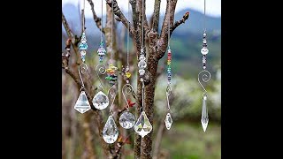 Set 7 Crystal Rainbow Suncatcher Glass Bead Chain Fengshui Hanging Pendant for Window Garden Party