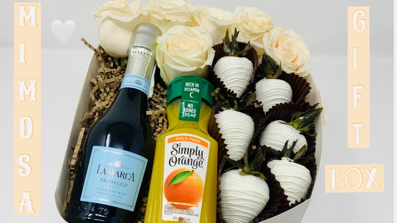 DIY MIMOSA GIFT BOX HOW TO MAKE CHOCOLATE COVERED STRAWBERRIES YouTube