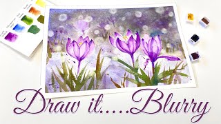 Let's paint Purple Crocus! Make blurry on back ground. Tutorial step by step.