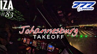B777 JNB  Johannesburg | TAKEOFF 21R | 4K Cockpit View | ATC & Crew Communications