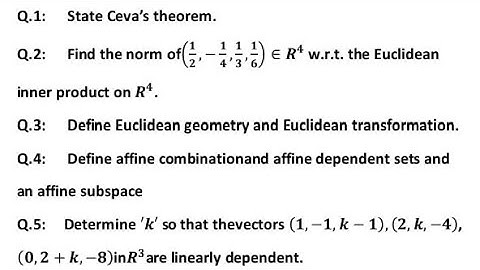 Gcuf past paper of Affine and Euclidean geometry of bs math 4 semester