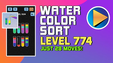Water Color Sort Level 774 Walkthrough [28 Moves!]