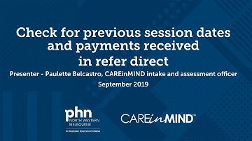 Check for previous session dates and payments received in referdirect