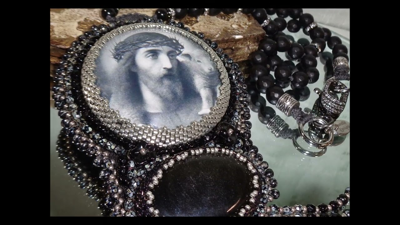 Jesus Bead Embroidery Necklace by Pamelia Designs