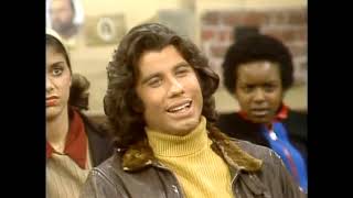 Welcome Back Kotter, Travolta sings the alphabet.