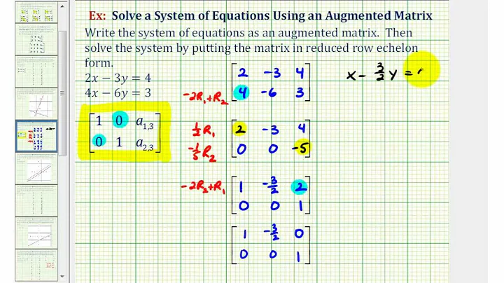 Ex 2: Solve a System of Two Equations Using an Augmented Matrix (Reduced Row Echelon Form)