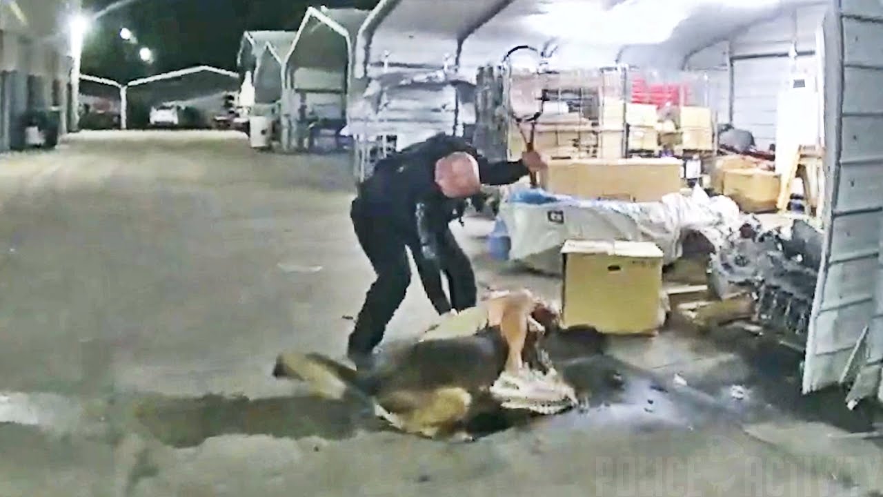 ⁣Daytona Beach Officer Uses Tennis Racket Against Burglary Suspect Trying To Choke a Police Dog