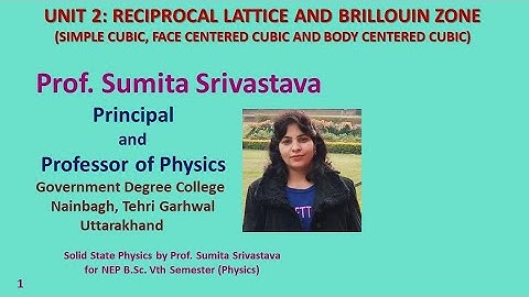 Unit 2: 3- Reciprocal lattice and Brillouin Zone