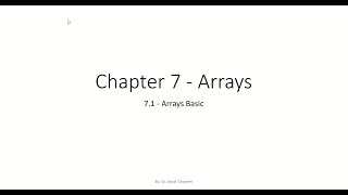 Lecture 9 - Chapter 7.1 - Declaring arrays - ITCS114 Part 1