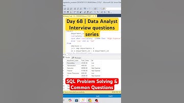 Day - 68 | Data Analyst Interview: SQL Problem Solving & Common Questions #azure  #sqltips #coding