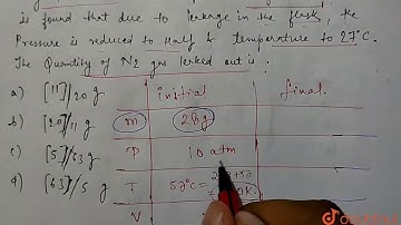 `28 g "of" N_2` gas is contained in a flask at a pressure of `10 atm` and at a