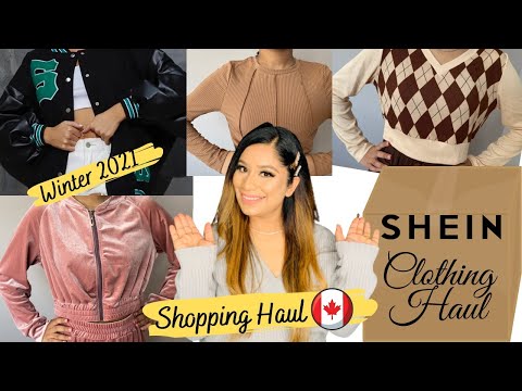 Winter SHEIN SHOPPING HAUL 2021??? SHEIN CLOTHING CANADA ONLINE SHOPPING | Flannel, Varsity Jacket |