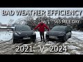 565miles in a day in electric cars in bad weather  incl new tesla highland v old model 3 convoy