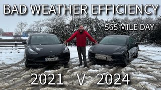 565miles… in a day… in electric cars… in BAD weather!  Incl New Tesla Highland v Old Model 3 convoy