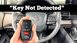 how to start a 2021 - 2023 toyota sienna with key not detected - dead remote key fob battery