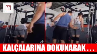 Eğitmen Halter Kaldıran Kadını Kalçalarına Dokunarak Taciz Etti !