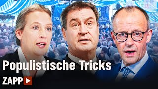 Weidel, Söder, Merz: Die Populismus-Falle enthüllt | ZAPP | NDR