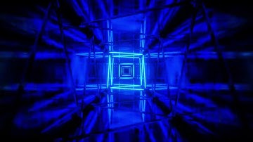 4K VJ Loop - Flying in a tunnel with flashing blue fluorescent lights
