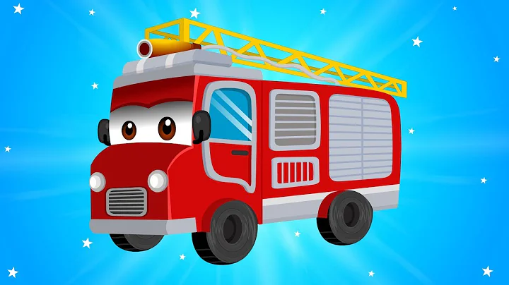 Fire Truck in Cars Garage for Car Wash and Repair - Videos for Kids - Cartoons for Children