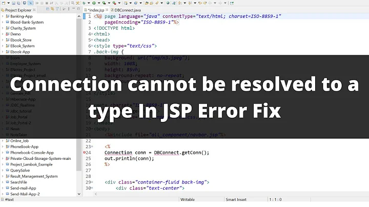 Connection cannot be resolved to a type in JSP | Error in JSP Solved