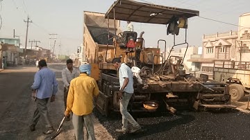 Asphalt paver work and dense bituminous macadam work at site | DBM laying in Road construction work