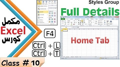 Ms Excel Full Tutorial Class # 10 in Pashto | Excel Style group in Pashto | Conditional formatting