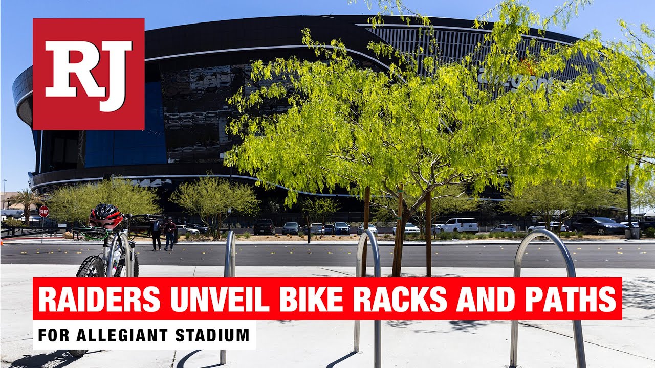 Bike Racking Stadium Raiders unveil new Allegiant Stadium bike racks - YouTube