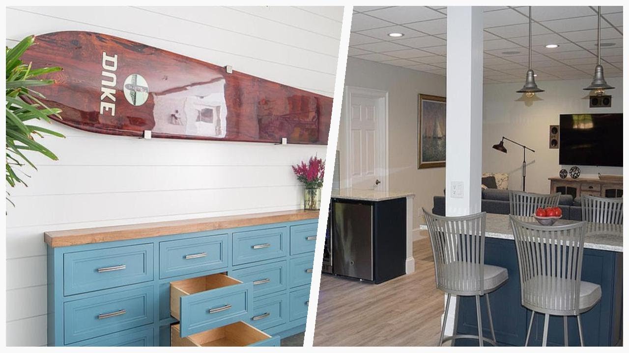 75 Coastal Gray Floor Basement Design Ideas You'll Love 🌈