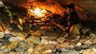 ASMR Survival In The Cave - Camping Alone In The Forest, Indoor Fireplace, Cooking | Primitive Villa