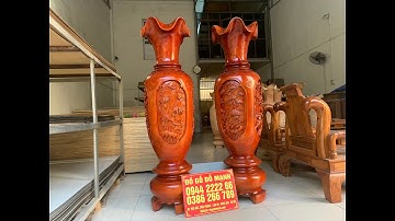 Lục bình đục tứ quý gỗ xà cừ  nguyên khối— hàng đặt theo yêu cầu của anh chế  ở : quốc oai - hà nội