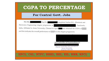 Anna university CGPA to Percentage Certificate for Central Government Jobs