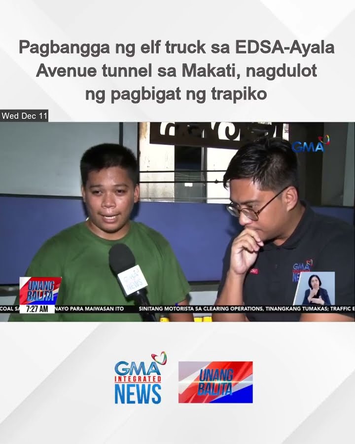 Pagbangga ng elf truck sa EDSA-Ayala Avenue tunnel sa Makati, nagdulot ng pagbigat... | Unang Balita
