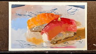 Whos hungry? Sushi demo from Gouache Workshop