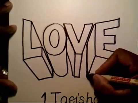 How To Draw The Word Love In 3D step by step Doodle Easy artwork In ...