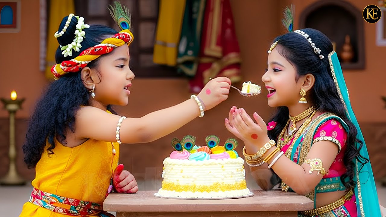 देखिए कैसे बाल कान्हा राधा को Cake खिला रहे हैं || यशोमती मईया के नंदलाला || Shree Krishan leela ||